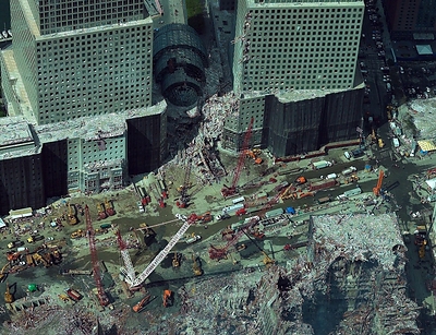 Image shows the site in NYC on 9/11 after Eagleview flew its first DRP flights to support the recovery efforts. 