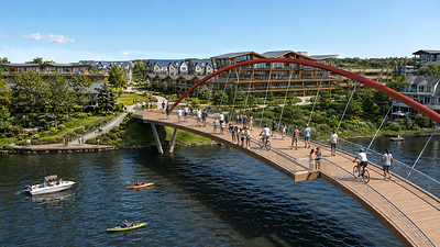Artist's rendering of the Nancy Island Bridge as part of the Destination Wasaga Master Plan.