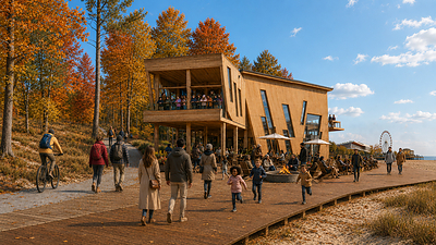 Artist's rendering of the Eco-Centre as part of the Destination Wasaga Master Plan.