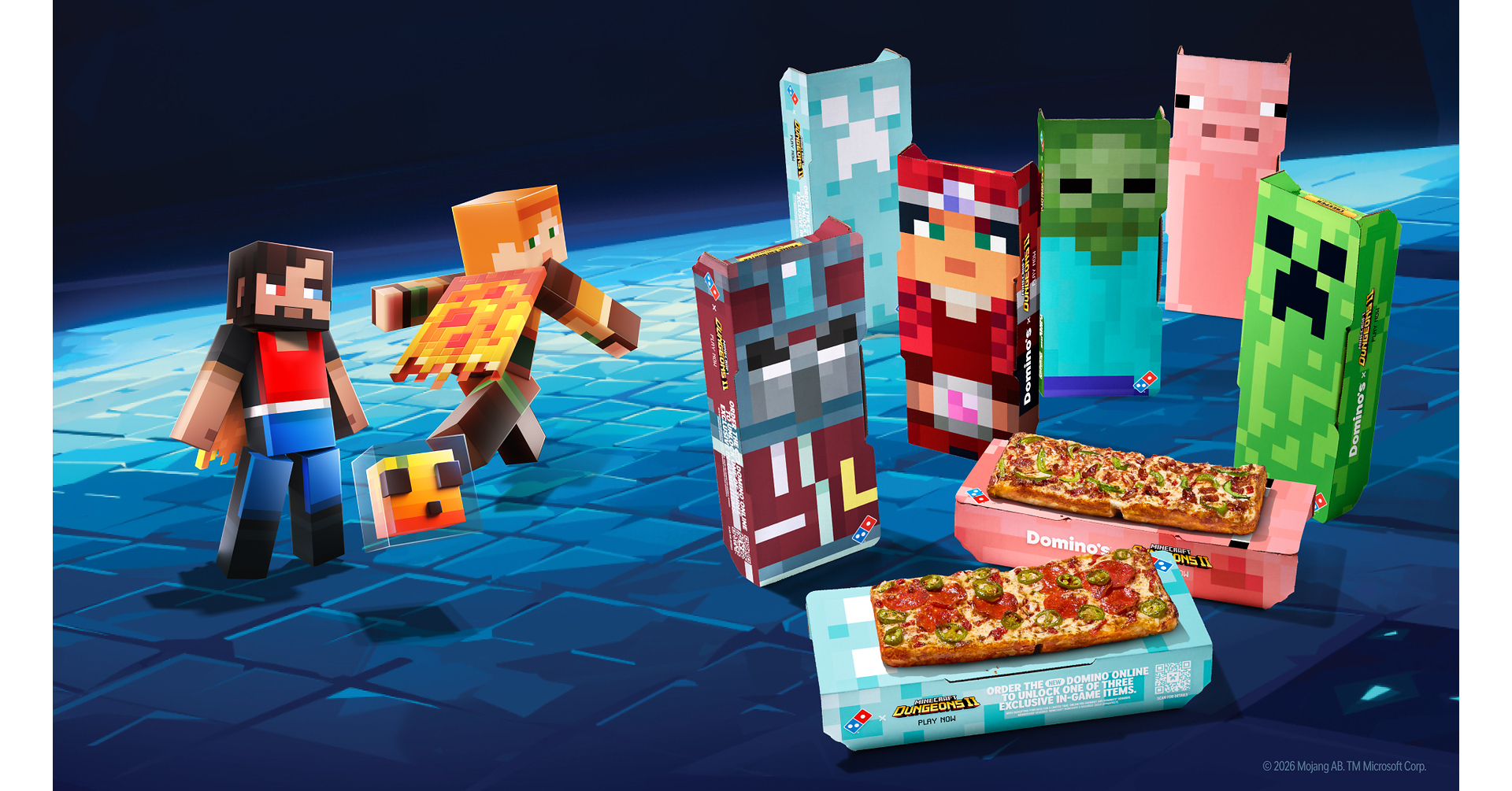 Creando la noche de juegos perfecta: Domino's® y Minecraft Dungeons II se unen en una colaboración con forma de bloques
