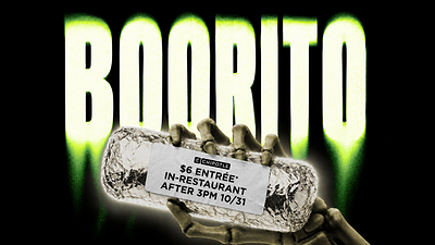 Chipotle Rewards members who visit a Chipotle restaurant in costume from 3 p.m. to close on October 31 can score a $6 entrée.