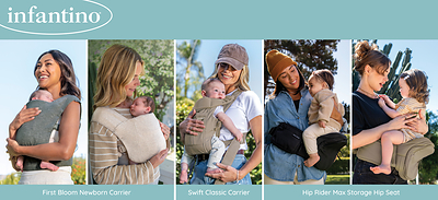 The new collection includes the First Bloom Newborn Carrier, Swift Classic Carrier and Hip Rider Max Storage Hip Seat