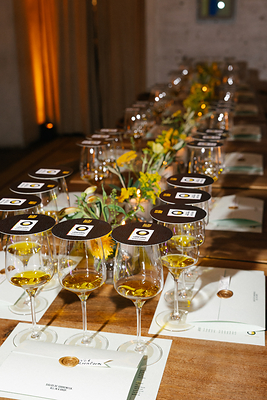 Three Spanish extra virgin olive oils — Arbequina, Hojiblanca and Picual — featured at the Olive Oils From Spain tasting dinner in New York. Photo courtesy of Olive Oils From Spain.