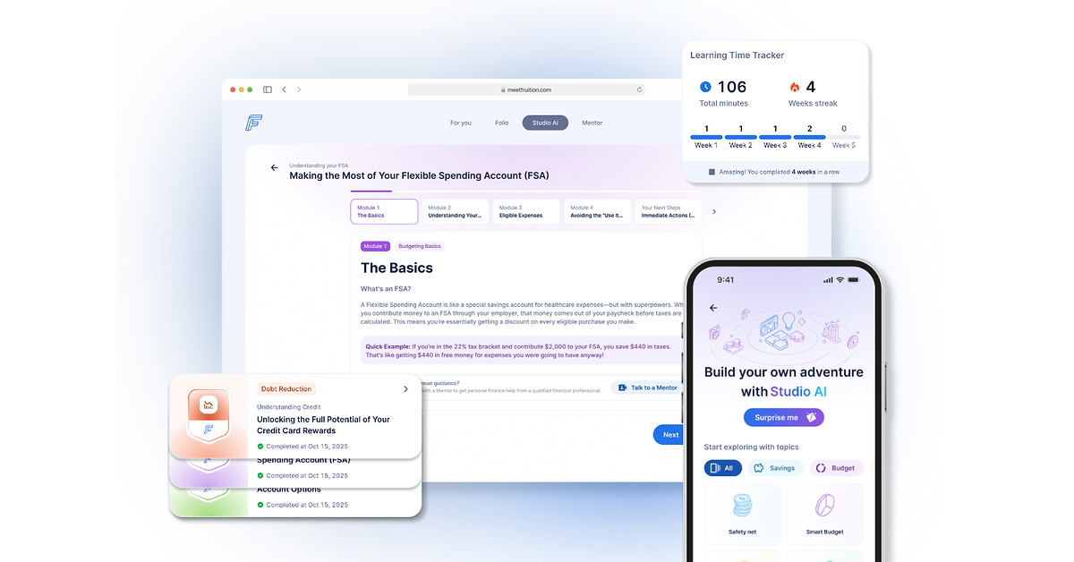 Fruition Launches Studio AI, a Customized Learning Platform Built From Each Member's Real Finances, as U.S. Financial Literacy Hits a 10-Year Low