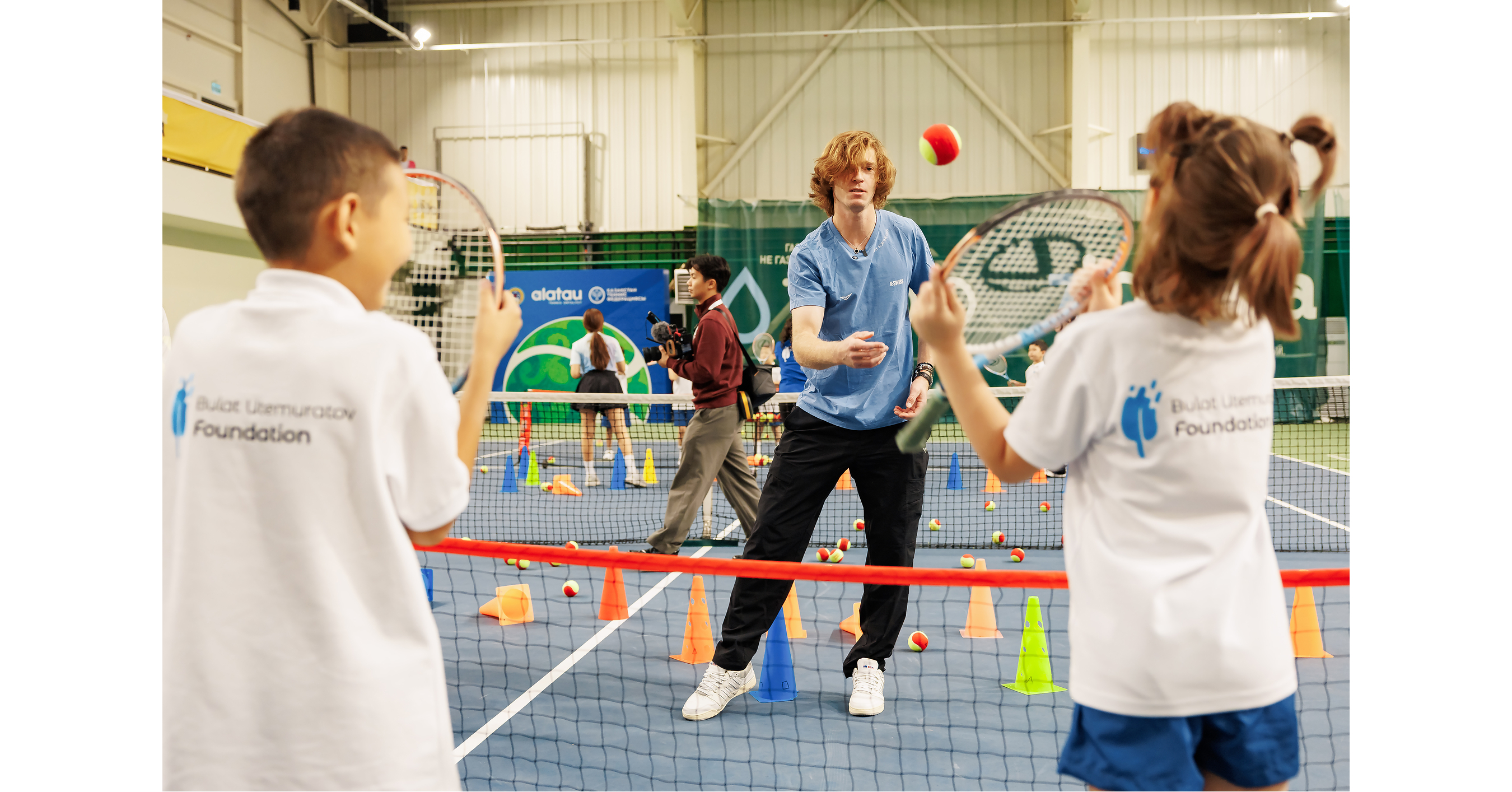 Andrey Rublev Meets Children from the Bulat Utemuratov Foundation's Asyl Miras Autism Center
