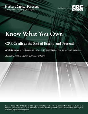 Borrowers Must Prove Their CRE Loans Are Worth Saving, Finds Mercury Capital Partners White Paper
