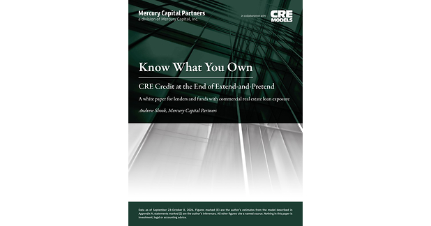 Borrowers Must Prove Their CRE Loans Are Worth Saving, Finds Mercury Capital Partners White Paper