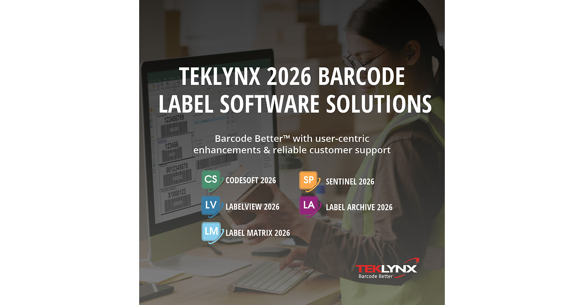TEKLYNX 2026 Barcode Labeling Software Aligns with GS1 and RAIN RFID, and Builds the Foundation for AI Capabilities