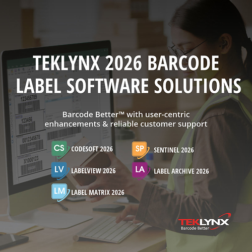 Take your labeling operations further with the latest TEKLYNX barcode label design, print automation, and traceability software solutions. Take your labeling operations further with the latest TEKLYNX barcode label design, print automation, and traceability software solutions.