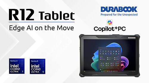 The DURABOOK R12 rugged tablet brings powerful edge AI, a larger operational view, and mission-ready mobility to the field. This image opens in the lightbox