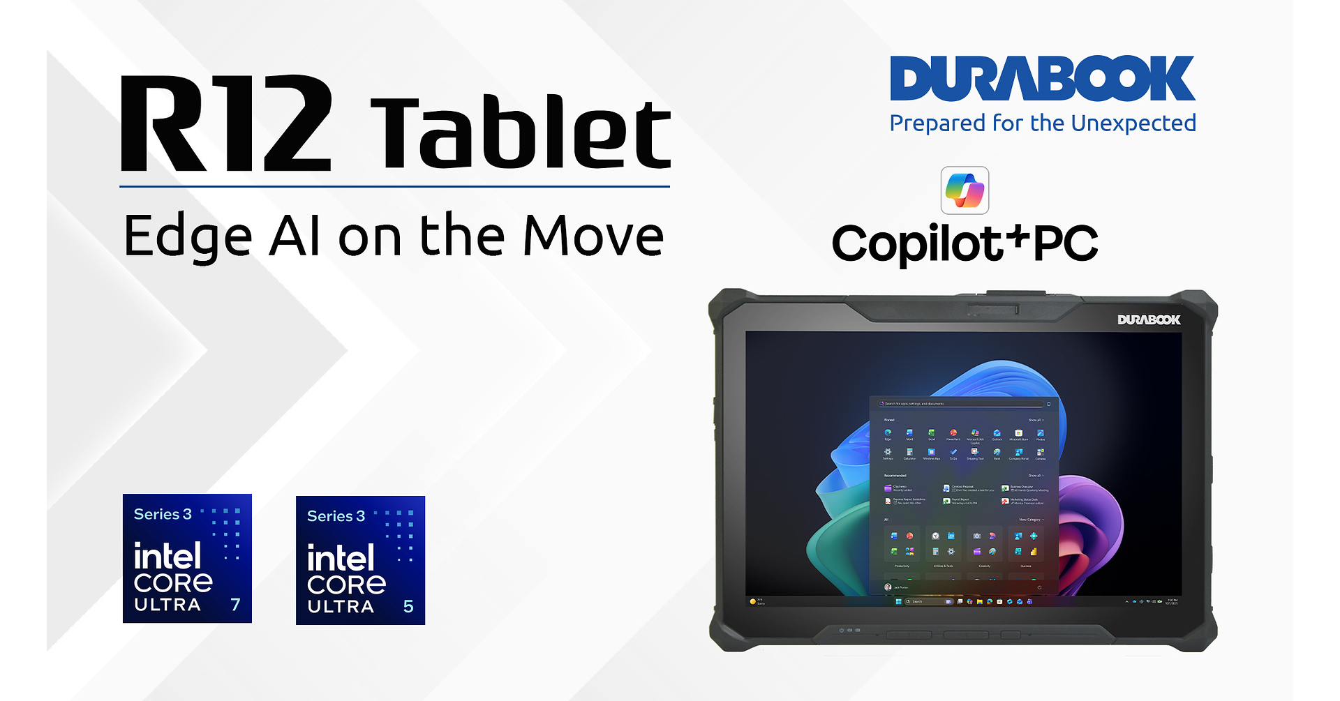 Durabook presenta la tableta resistente R12, plataforma Active Edge AI