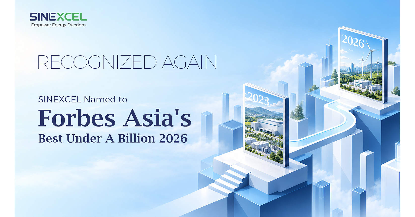 SINEXCEL zum zweiten Mal in die Liste „Best Under A Billion 2026" von Forbes Asia aufgenommen