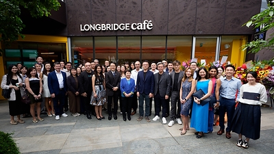 Longbridge Group and partners celebrating the opening of Longbridge Cafe in Singapore