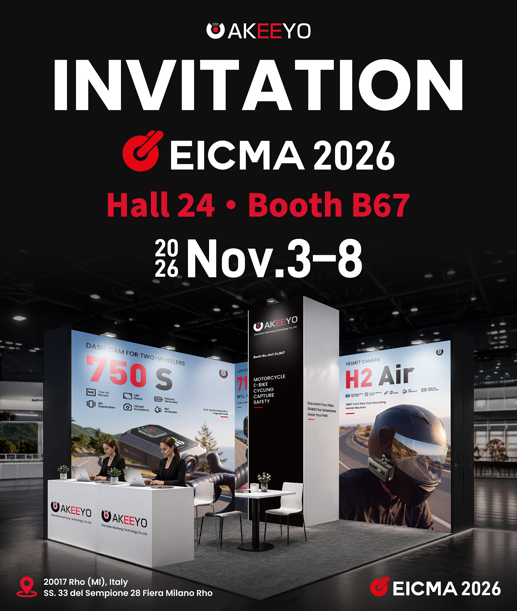 AKEEYO to Showcase 711Air, 750S and H2 Ride Cameras at EICMA 2026 miniatura