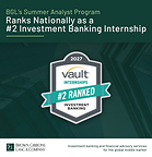 BGL's Summer Analyst Program Ranked #2 Investment Banking Internship in the U.S. by Vault