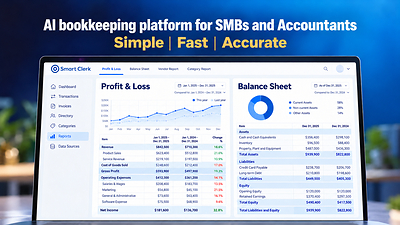 Smart Clerk automatically transforms bank transactions and statements into bookkeeper-ready financial reports. Smart Clerk automatically transforms bank transactions and statements into bookkeeper-ready financial reports.