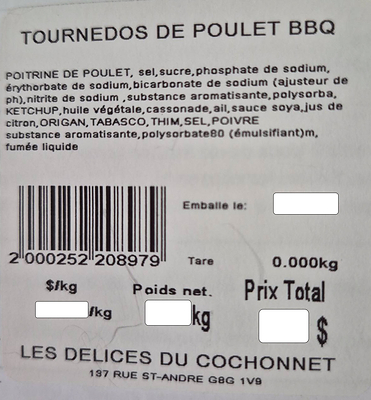 Tournedos de poulet bbq