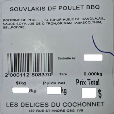 Souvlakis de poulet bbq