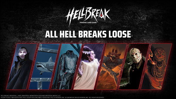 Spin Master Hellbreak trading card game with Paramount Pictures horror characters