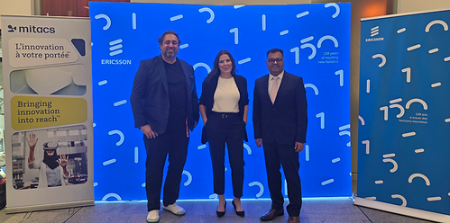 From left to right: Professor Jacob Biamonte, Professor and MEIE Chairholder ÉTS, Université du Québec, Jacqueline Mason Vice-President, Communications & Public Affairs, Nishant Grover, President, Ericsson Canada.