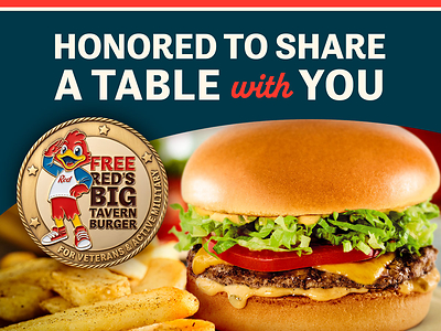 Red Robin is offering veterans and active-duty military members a complimentary Red’s Big Tavern Burger with Bottomless Steak Fries in honor of Veterans Day only on Wednesday, Nov. 11, 2026. To learn more about Red Robin’s Veterans Day offer and Buy a Veteran a Gift Card program, please visit RedRobin.com/Veterans-Day. 