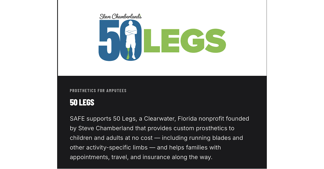 SAFE Structure Designs Supports 50 Legs and Steve Chamberland's Mission to Bring Mobility and Hope to Children and Adults With Limb Loss