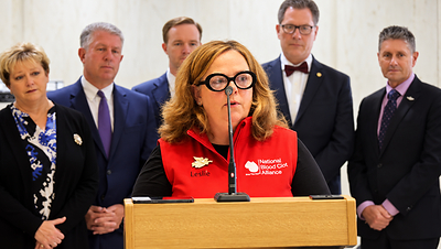Leslie Lake, Volunteer President of the National Blood Clot Alliance, advocating at Florida State Capitol for stronger blood clot awareness, prevention, and patient protections.