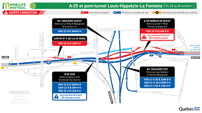 A25, secteur Sherbrooke et Souligny - fin semaine 23 octobre 2026 A25, secteur Sherbrooke et Souligny - fin semaine 23 octobre 2026