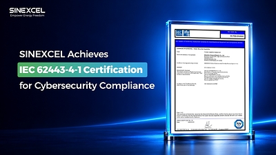 SINEXCEL získala mezinárodní certifikaci kybernetické bezpečnosti IEC 62443-4-1