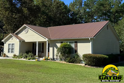 Beautiful completed metal roof installation on a traditional home in North Carolina, by Gator Metal Roofing.