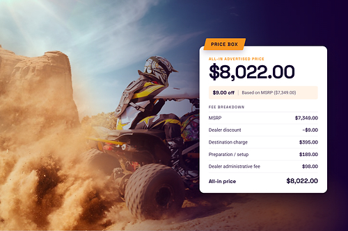 Dealer Spike launches Price Box to put one all-in price on every unit, at no added cost. Dealer Spike launches Price Box to put one all-in price on every unit, at no added cost.