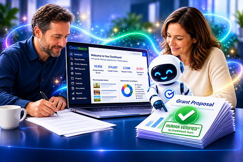 Human Expertise Meets AI-Powered Grant Discovery: GrantWatch combines Human Verified™ grant data, AI-powered search, and real human support in one connected platform, helping grant seekers find funding, prepare proposals, and manage the entire grant lifecycle.
Illustration courtesy of GrantWatch. Human Expertise Meets AI-Powered Grant Discovery: GrantWatch combines Human Verified™ grant data, AI-powered search, and real human support in one connected platform, helping grant seekers find funding, prepare proposals, and manage the entire grant lifecycle.
Illustration courtesy of GrantWatch.