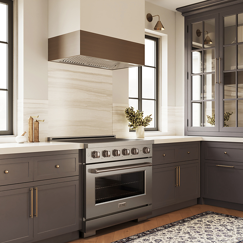 ZLINE Kitchen and Bath 36 in. Paramount Induction Range with 5 Element Cooktop and Electric Convection Oven. ZLINE Kitchen and Bath 36 in. Paramount Induction Range with 5 Element Cooktop and Electric Convection Oven.