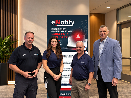 During a training session ahead of the eNotify platform launch, pictured from left: Jeff Suggs, eNotify Advisory Committee Chair; Andrea Fittge, eNotify Project Director; Dan Heiken, eNotify Technical Advisor; and Russell Klinegardner, HASC President and CEO. During a training session ahead of the eNotify platform launch, pictured from left: Jeff Suggs, eNotify Advisory Committee Chair; Andrea Fittge, eNotify Project Director; Dan Heiken, eNotify Technical Advisor; and Russell Klinegardner, HASC President and CEO.