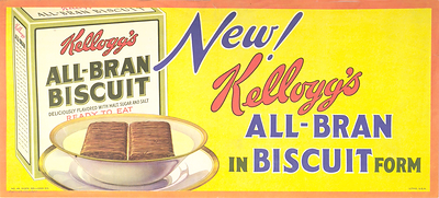 A 1924 Kellogg’s advertisement introduces All-Bran in biscuit form.