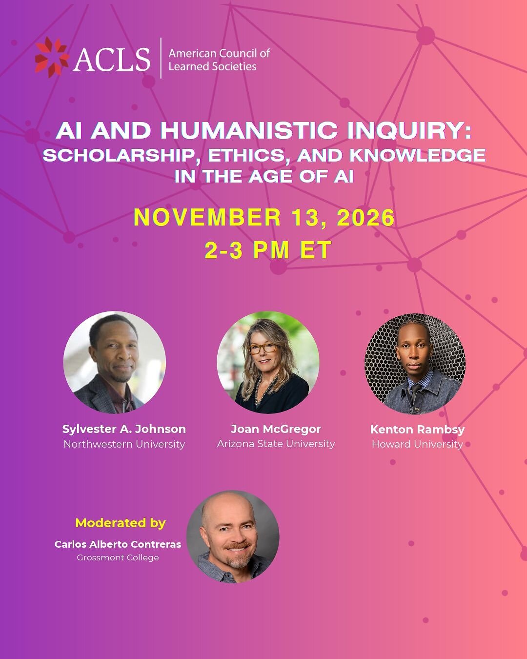 ACLS convenes experts for Nov. 13 panel on AI and humanistic