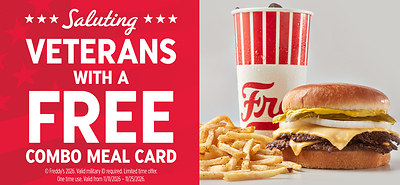 Freddy's Honors Veterans with Free Combo Meal Cards