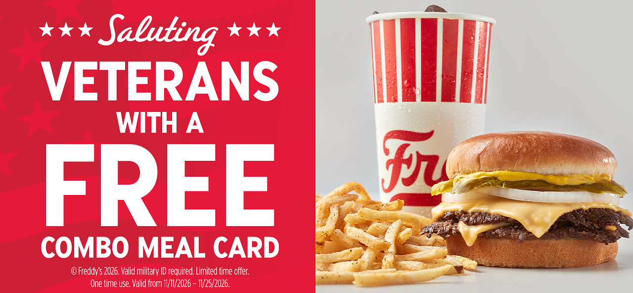 Freddy's Honors Veterans with Free Combo Meal Cards