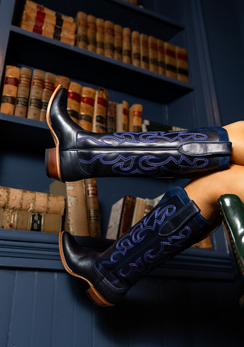 The Justin Ada 17 Inch Western Boot in Blue. The Justin Ada 17 Inch Western Boot in Blue.