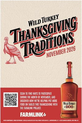 WILD TURKEY LAUNCHES THANKSGIVING TRADITIONS - A NEW ANNUAL GIVEBACK PROGRAM, WITH $101,000 DONATION TO THE FARMLINK PROJECT