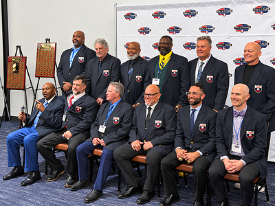 Members of the AFA Hall of Fame Class of 2026 at the induction weekend in Canton, Ohio