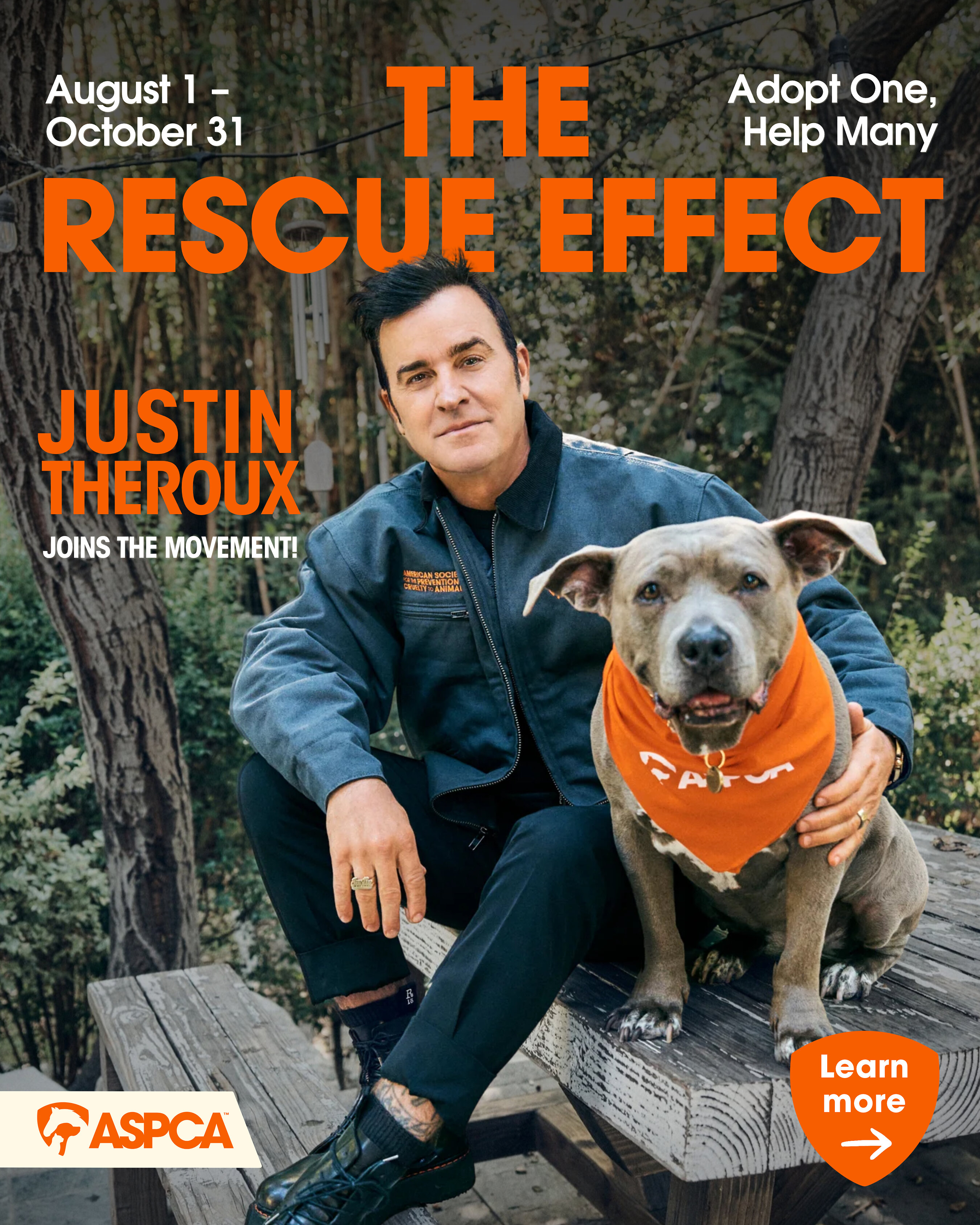 Schauspieler Justin Theroux unterstützt Adoptionskampagne der ASPCA