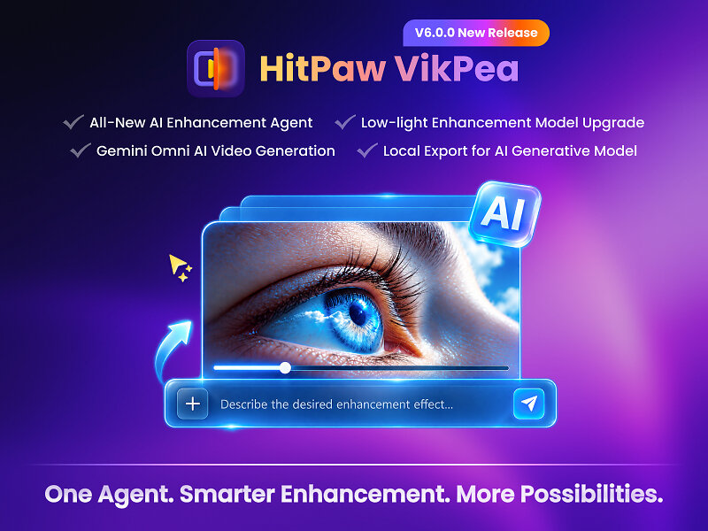 HitPaw VikPea V6.0.0 Unveils AI Enhancement Agent, Gemini Om