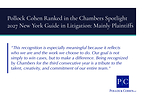 Pollock Cohen Ranked in the Chambers Spotlight 2027 New York Guide in Litigation: Mainly Plaintiffs