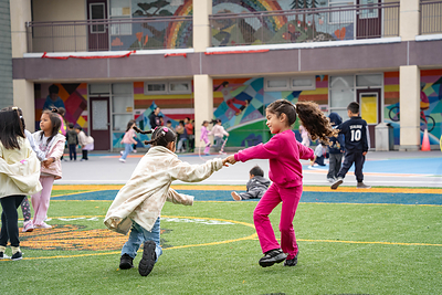 Students play on the new synthetic turf field at Monroe Elementary School in San Francisco, one of 14 school field projects supported through a partnership between Playing for Keeps Foundation and America SCORES Bay Area. Students play on the new synthetic turf field at Monroe Elementary School in San Francisco, one of 14 school field projects supported through a partnership between Playing for Keeps Foundation and America SCORES Bay Area.