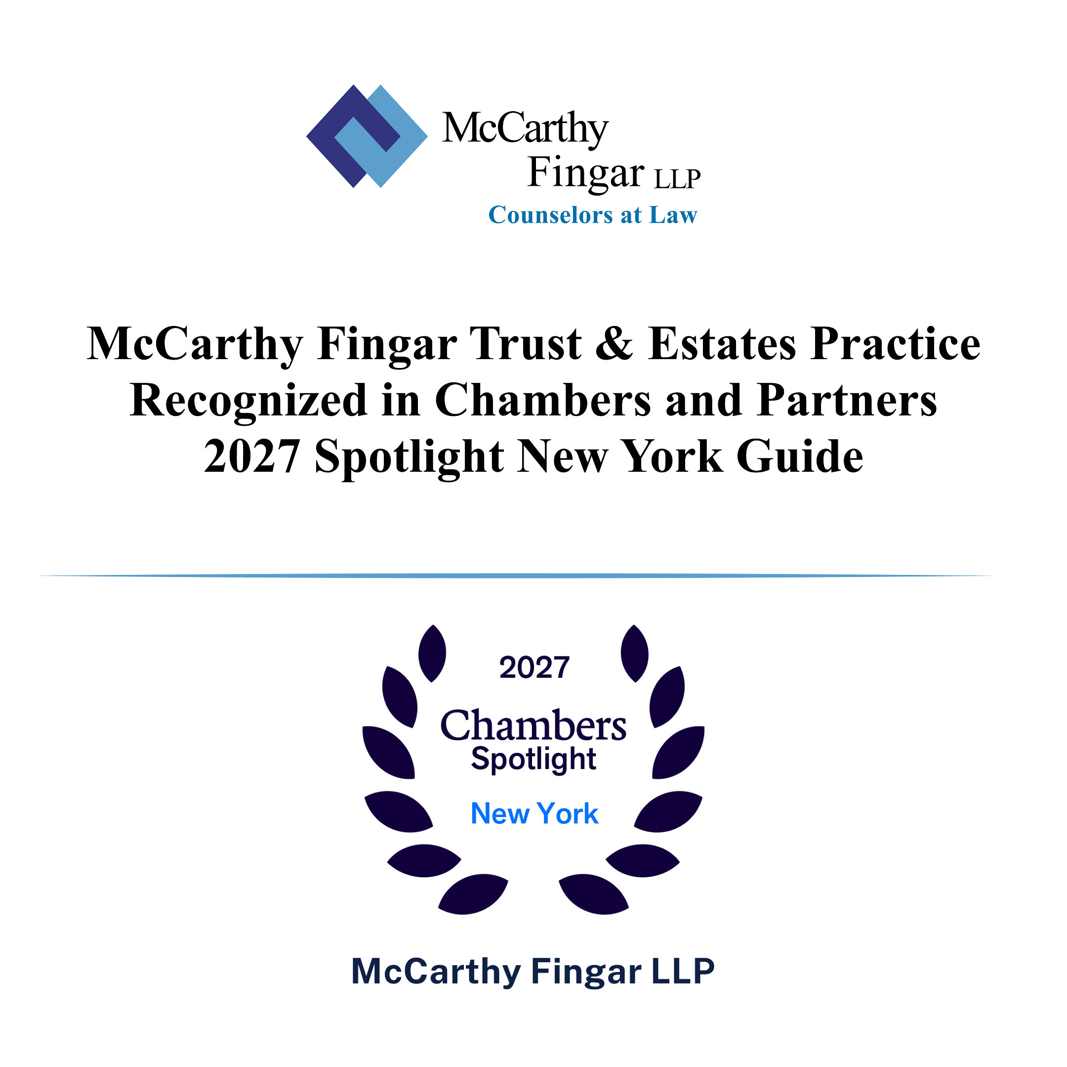 McCarthy Fingar im Chambers New York Guide 2027 gelistet