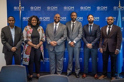 The HDF delegation and IOM leadership at IOM headquarters in Geneva following the signing of the Memorandum of Understanding between the two organizations.