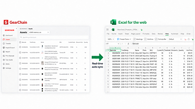GearChain app to Excel for the web real time sync flow GearChain app to Excel for the web real time sync flow