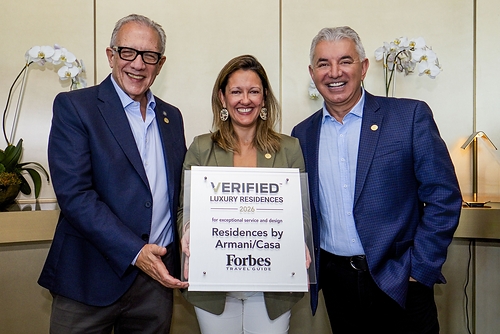 From L-R: Residences by Armani/Casa Miami's Board President Meyer Zafrany, General Manager Adela Gurriarán, and Board Vice President Juan Avendaño