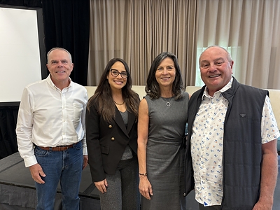 From left to right: Mark Boud, Principal, Real Estate Analytics; Kellie Sambrano, Senior Vice President, FirstService Development Advisors; April LaMon, Co-founder of Alosant; and Paul Johnson, Executive Vice President, Rancho Mission Viejo (Retired) and Consultant, FirstService Development Advisors